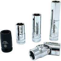 Chrome Finish Socket Set with Rail, 5 Pieces, 1/4" Drive Size Equipment World