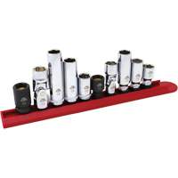 Chrome Finish Socket Set with Rail, 10 Pieces, 1/4"/3/8" Drive Size Equipment World
