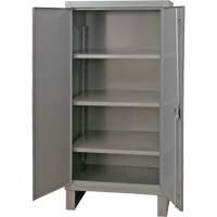Extra Heavy-Duty Cabinet, Steel, 3 Shelves, 66" H x 36" W x 24" D, Grey Equipment World