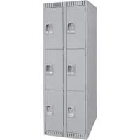 Lockers, 3 -tier, Bank of 2, 24" x 18" x 72", Steel, Grey, Knocked Down FN473 | Equipment World