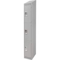 Lockers, 3 -tier, 12" x 18" x 82", Steel, Grey, Knocked Down Equipment World