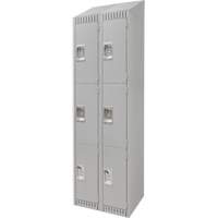 Lockers, 3 -tier, Bank of 2, 24" x 18" x 82", Steel, Grey, Knocked Down Equipment World