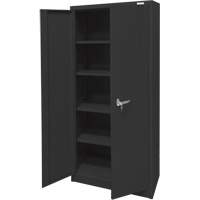 Armoire d'entreposage, Acier, 4 Tablettes, 66" h x 30" la x 15" P, Noir Equipment World