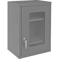 Wall-Mountable Storage Cabinet with Clearview Doors, 26-15/16" H x 18-1/8" W x 13-11/16" D, 2 Shelves, Steel, Grey Equipment World