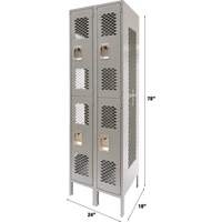 Casiers ventil&eacute;s, 2 niveaux, Bloc de 2, 24" x 18" x 78", Acier, Gris, D&eacute;mont&eacute;, Perfor&eacute; Equipment World