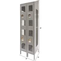 Casiers ventil&eacute;s, 2 niveaux, Bloc de 2, 24" x 18" x 88", Acier, Gris, D&eacute;mont&eacute;, Perfor&eacute; Equipment World