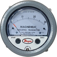 605 Series Magnehelic&reg; Differential Pressure Gauge & Indicating Transmitter, 4" , 0 - 30 in. w.c., Panel Mount, Analogue Equipment World