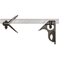 Combination Squares with Square Head & Centre Head - No. 33HC Series with Forged & Hardened Steel Heads, 18" L, 1/64" Graduations, Steel, Satin Equipment World