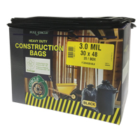 Contractor Liners, Strong, 30" W x 48" L, 3 mils, Black, 113.56 L (30 Gal.) Capacity Equipment World