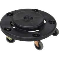 Waste Container Dolly, Polypropylene, Black, Fits: 24" Dia. Equipment World