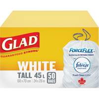 Tall 45L Febreze Garbage Bags, Regular, 24" W x 28" L, White Equipment World