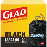 90L Garbage Bags, Regular, 30" W x 33" L, Black, Draw String JP296 | Equipment World