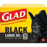 90L Garbage Bags, Regular, 30" W x 33" L, Black, Open Top JP300 | Equipment World