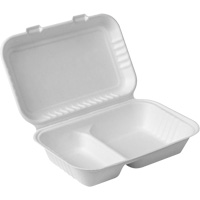Contenants &agrave; charni&egrave;re pour nourriture compostable avec compartiments, Bagasse, Rectangulaire Equipment World