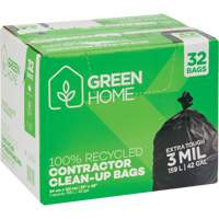 Green Home Garbage Bags, Strong, 33" W x 48" L, 3 mils, Black, 159 L (42 Gal.) Capacity Equipment World