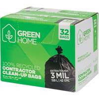 Green Home Garbage Bags, Strong, 33" W x 48" L, 3 mils, Black, 159 L (42 Gal.) Capacity Equipment World