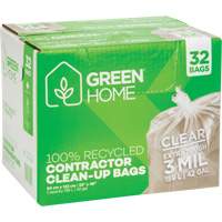 Green Home Garbage Bags, Strong, 33" W x 48" L, 3 mils, Clear, 159 L (42 Gal.) Capacity Equipment World
