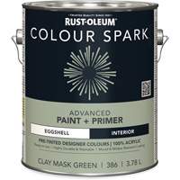 Colour Spark Interior Pre-Tinted Paint + Primer Wall Paint, Clay Mask Green, Eggshell, 3.78 L, Gallon Equipment World