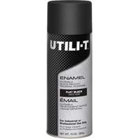 UTILI-T General Purpose Enamel Spray Paint, Black, Flat, 10 oz./283 g, Aerosol Can Equipment World