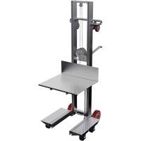 Platform Lift Stacker, Hand Winch Operated, 400 lbs. Capacity, 60" Max Lift Equipment World