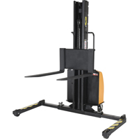 Narrow Mast Powered Lift Stacker, Electric Operated, 1500 lbs. Capacity, 63" Max Lift Equipment World