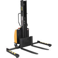 Narrow Mast Powered Lift Stacker, Electric Operated, 1500 lbs. Capacity, 63" Max Lift Equipment World