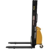 Narrow Mast Powered Lift Stacker, Electric Operated, 1000 lbs. Capacity, 63" Max Lift Equipment World