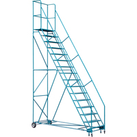 CSA-Certified Rolling Step Ladder with Locking Step, 16 Steps, 30" Step Width, 144" Platform Height, Steel Equipment World