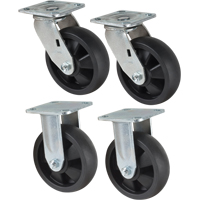 Caster Set, Rigid/Swivel, 6" (152.4 mm), Nylon, 2400 lbs. (1089 kg.) Equipment World
