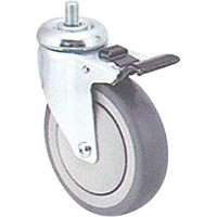 Zinc Plated Caster, Swivel with Brake, 4" (102 mm) Dia., 200 lbs. (91 kg.) Capacity Equipment World