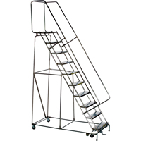 Lockstep Rolling Ladders, 5 Steps, 24" Step Width, 50" Platform Height, Stainless Steel Equipment World