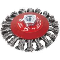 Knot Twisted Conical Bevel Brush, 6" Dia., 0.02" Fill, 5/8"-11 Arbor, Steel Equipment World