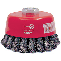 CK3501T High Performance Knot Twisted Cup Brush, 3-1/2" Dia., 0.02" Fill, 5/8"-11 Arbor, Steel Equipment World