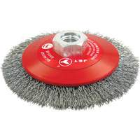 High-Performance Bevel Crimped Conical Brush, 4-1/2" Dia., 0.014" Fill, 5/8"-11 Arbor, Steel Equipment World