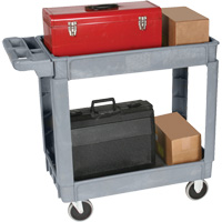 Deluxe Utility Cart, 2 Tiers, 25" x 35-1/2" x 43.5"/43-1/2", 550 lbs. Capacity Equipment World