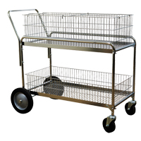 Wire Mesh Office Mail Cart, 250 lbs. Capacity, Chrome, 23-3/4" D x 43" L x 38-1/2" H, Chrome Plated Equipment World