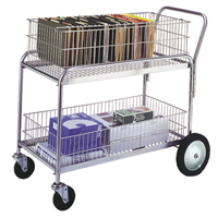 Wire Mesh Office Mail Cart, 250 lbs. Capacity, Chrome, 23-3/4" D x 43" L x 38-1/2" H, Chrome Plated Equipment World