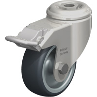 Stainless Steel Thermoplastic Elastomer Caster, Swivel with Brake, 3-1/8" (79.5 mm) Dia., 220 lbs. (100 kg.) Capacity Equipment World