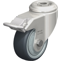 Stainless Steel Thermoplastic Elastomer Caster, Swivel with Brake, 3-1/8" (79.5 mm) Dia., 220 lbs. (100 kg.) Capacity Equipment World