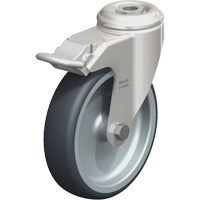 Stainless Steel Thermoplastic Elastomer Caster, Swivel with Brake, 5" (127 mm) Dia., 265 lbs. (120 kg.) Capacity Equipment World