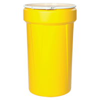 Nestable Polyethylene Drum, 55 US gal (45 imp. gal.), Open Top, Yellow Equipment World