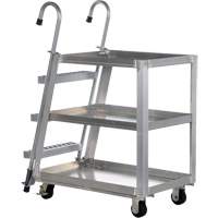 Stockpicker Truck, Aluminum, 21-7/8" W x 40" D, 3 Shelves, 660 lbs. Capacity Equipment World