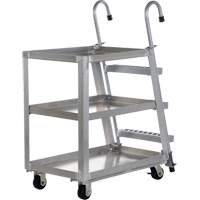 Stockpicker Truck, Aluminum, 21-7/8" W x 40" D, 3 Shelves, 660 lbs. Capacity Equipment World