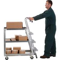 Stockpicker Truck, Aluminum, 21-7/8" W x 40" D, 3 Shelves, 660 lbs. Capacity Equipment World