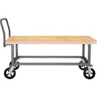 Adjustable Wood Deck Platform Truck, 48" L x 24" W, 1800 lbs. Capacity, Mold-on Rubber Casters Equipment World