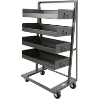 Single-Sided Heavy Duty A-Frame Cart with 4 Large Lipped Trays, 38" x 25" x 63", 2500 lbs. Capacity Equipment World