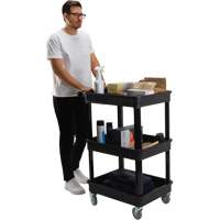 Chariot utilitaire avec tablette &agrave; bordure profonde, 3 tiers, 19" x 39-1/2" x 28-1/4", Capacit&eacute; 330 lb Equipment World