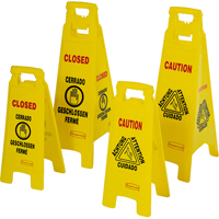 Wet Floor Safety Signs, Quadrilingual with Pictogram Equipment World