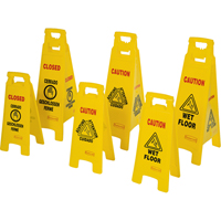 Wet Floor Safety Signs, Quadrilingual with Pictogram Equipment World