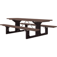 Recycled Plastic Picnic Tables, 6' L x 61-1/2" W, Brown Equipment World